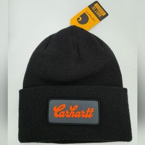 NWT Carhartt Black Knit Beanie with Red Logo